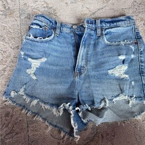 Abercrombie & Fitch Light Blue Distressed Denim Shorts